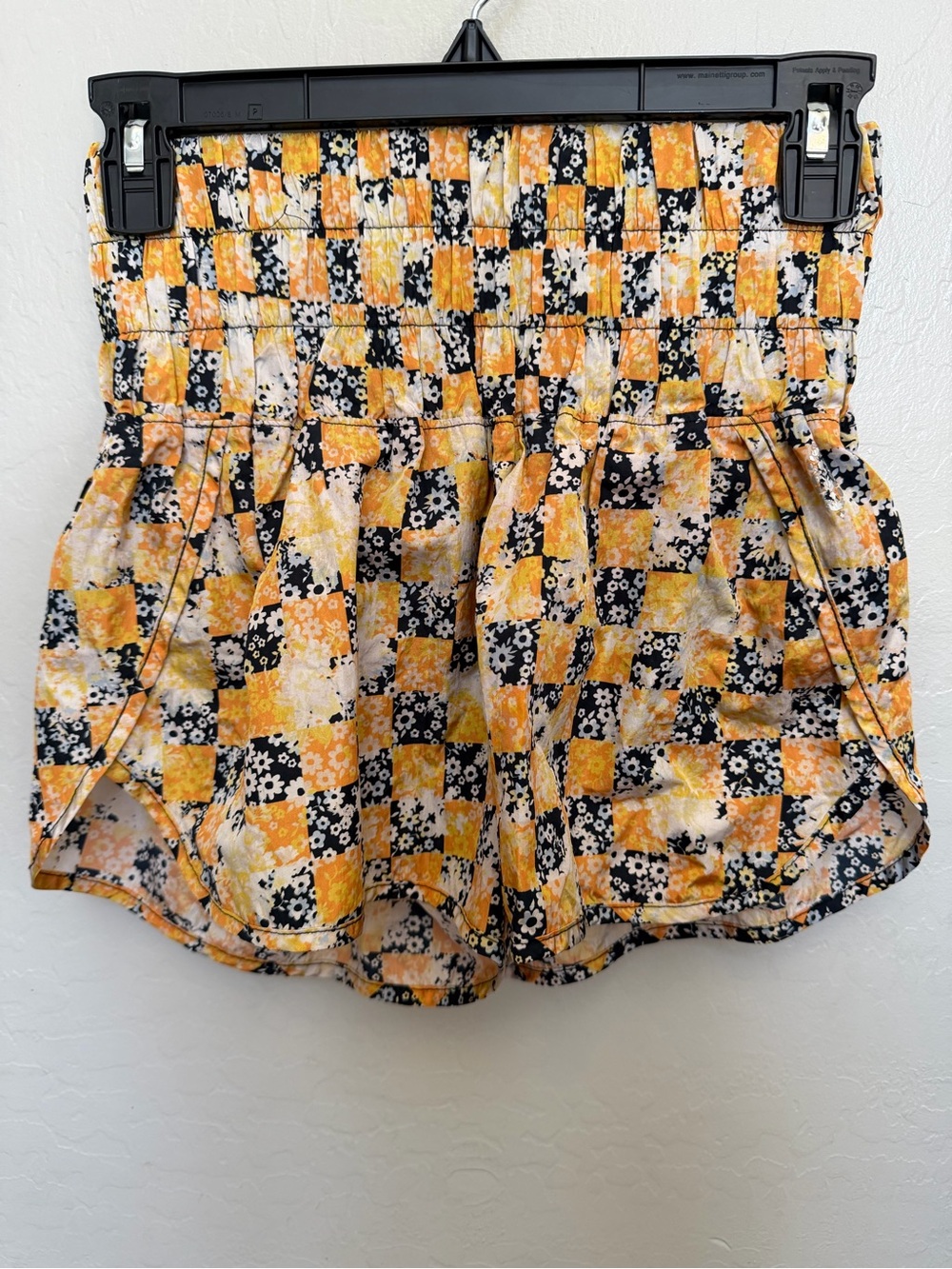Smocked Waist Floral Patchwork Shorts - Yellow/Black